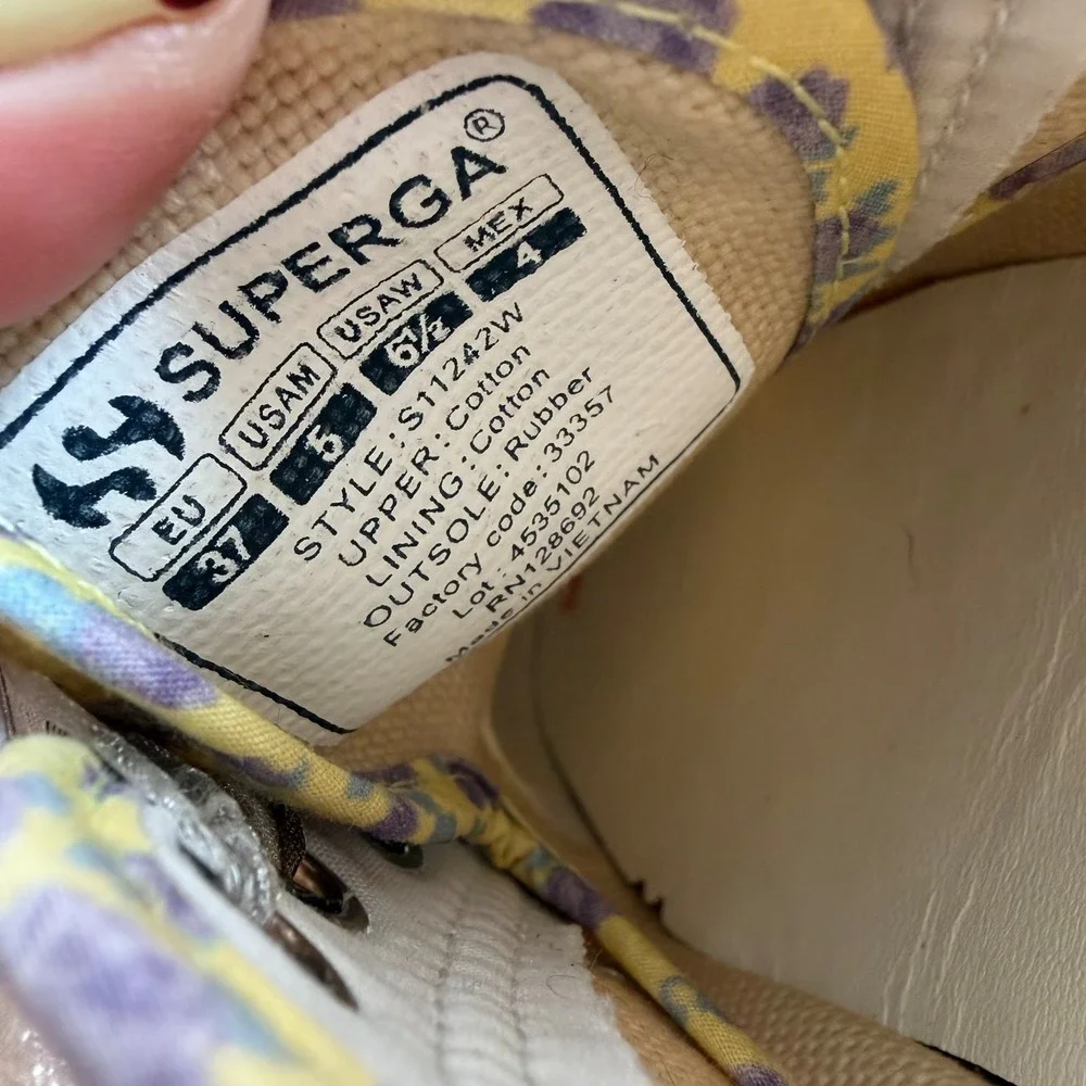 Superga x LoveShackFancy Platform Sneakers Women's Yellow Floral Low Top - 6.5